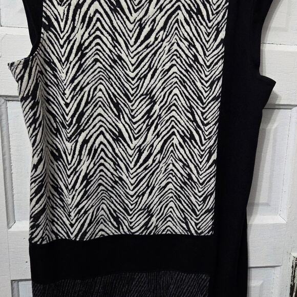Ann Taylor sleeveless down to knee length black and white dress womens size M - Picture 2 of 7